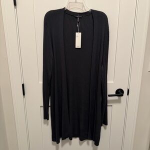 $318 NWT Eileen Fisher 3X Graphite Gray Sleek Tencel Rib Open Cardigan Sweater